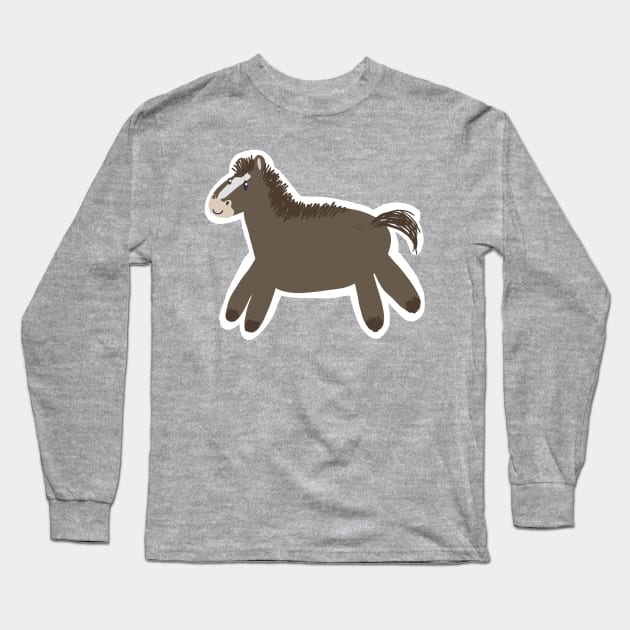 Horse drawn badly- brown Long Sleeve T-Shirt by Xetalo